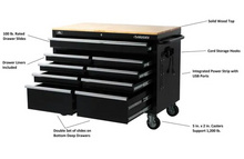 Load image into Gallery viewer, Husky 46 in. W 9-Drawer, Deep Tool Chest Mobile Workbench in Gloss Black with Hardwood Top
