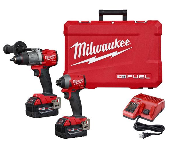Milwaukee M18 FUEL 18-Volt Lithium-Ion Brushless Cordless Hammer Drill and Impact Driver Combo Kit (2-Tool) with Two 5Ah Batteries