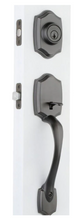 Load image into Gallery viewer, Kwikset Belleview Venetian Bronze Single Cylinder Door Handleset with Cove Door Knob Featuring SmartKey Security
