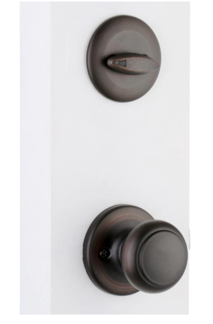 Kwikset Belleview Venetian Bronze Single Cylinder Door Handleset with Cove Door Knob Featuring SmartKey Security