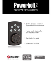 Load image into Gallery viewer, Kwikset Powerbolt2 Venetian Bronze Single Cylinder Electronic Deadbolt Featuring SmartKey Security
