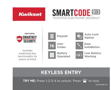 Load image into Gallery viewer, Kwikset SmartCode 913 Venetian Bronze Single Cylinder Electronic Deadbolt Featuring SmartKey Security
