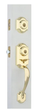 Load image into Gallery viewer, Kwikset Montara Polished Brass Single Cylinder Door Handleset with Juno Entry Door Knob Featuring SmartKey Security
