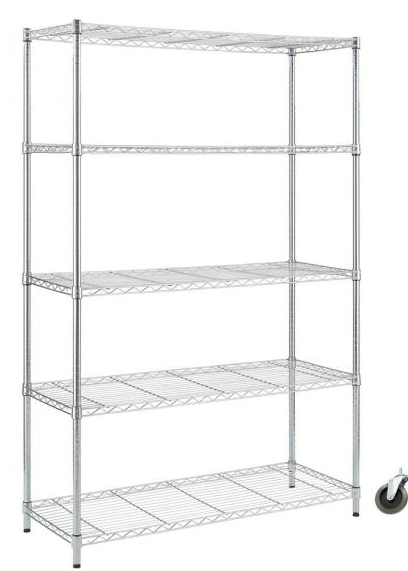 HDX Chrome Rolling 5-Tier Metal Wire Shelving Unit (48 in. W x 72 in. H x 18 in. D)