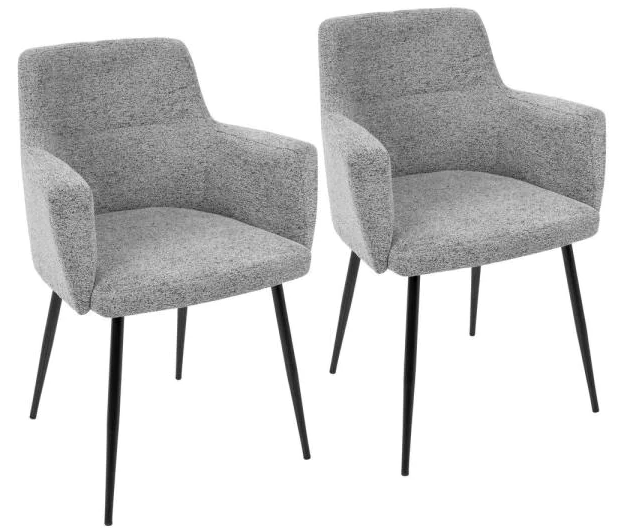 Lumisource Andrew Contemporary Grey Dining/Accent Chair (Set of 2)