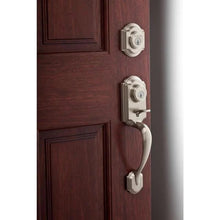Load image into Gallery viewer, Kwikset Montara Satin Nickel Single Cylinder Door Handleset with Juno Entry Door Knob Featuring SmartKey Security
