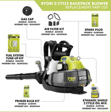 Load image into Gallery viewer, RYOBI 175 MPH 760 CFM 38cc Gas Backpack Leaf Blower
