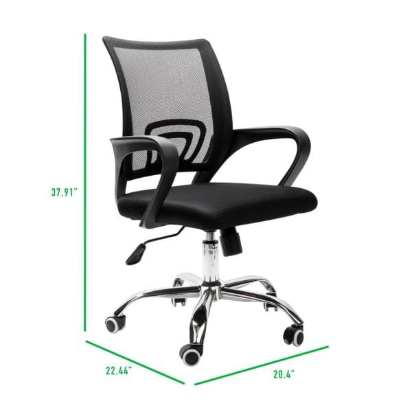 Ergonomic Rolling Office Chair, Breathable Mesh, Adjustable Lumbar Support